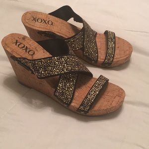XOXO Corked heel sandals.   Size 8.5